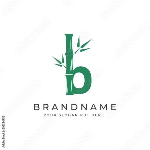 Bamboo B Letter logo design template vector