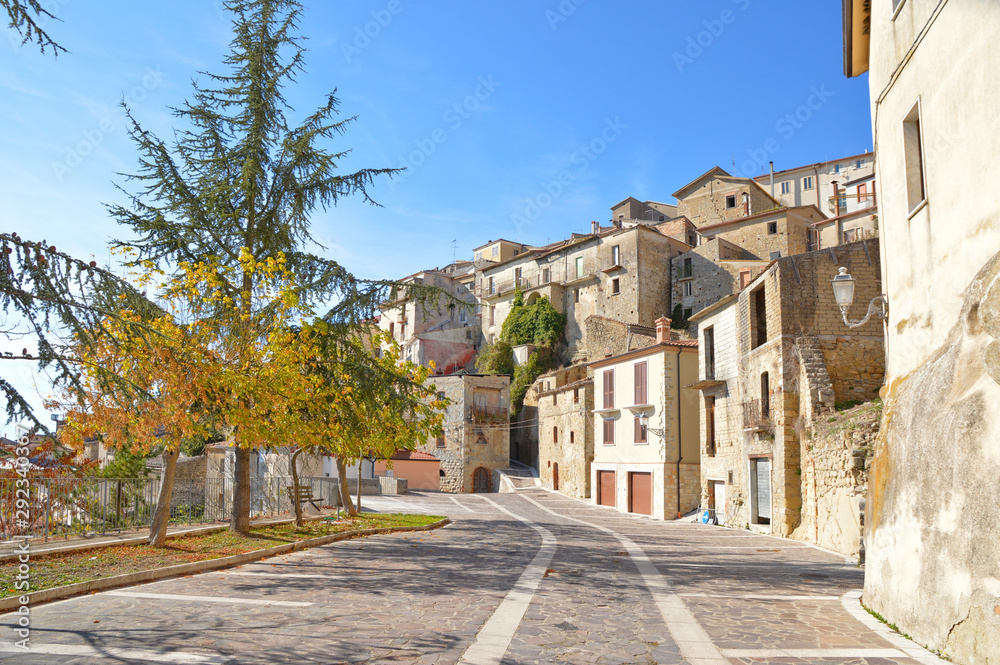 View of a rural village in the mountains of the province of Benevento