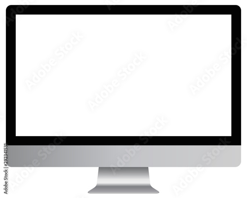 Computer with empty screen on white background. Vector computer mockup photo