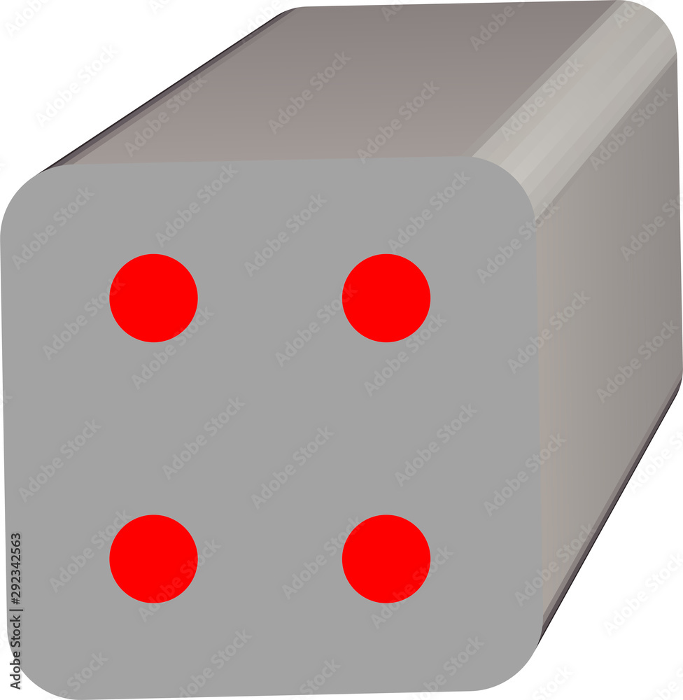 Dice game with 3D display in gray and red colors Dice game with 3D display in gray and red colors