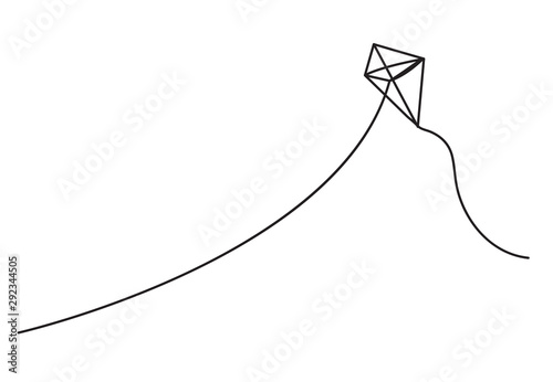 Continuous line drawing Flying kite, photo