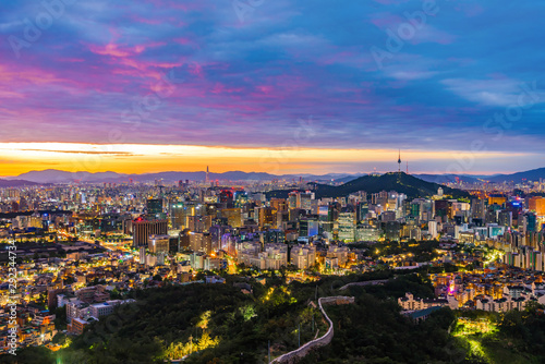 Photography Seoul Cityscape  view on top,The best viewpoint from inwangsan mountain seoul,South Korea