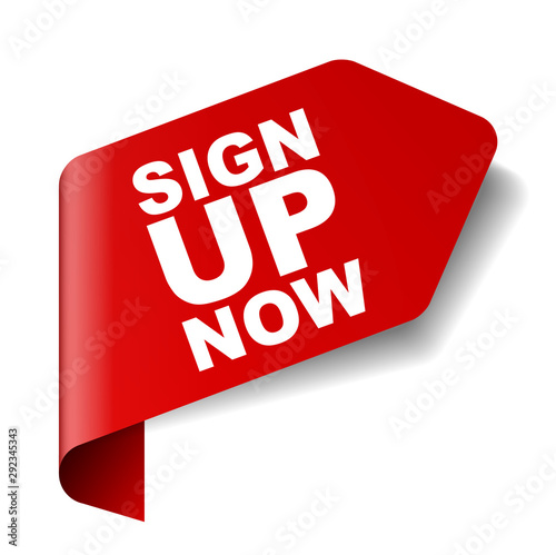 red vector banner sign up now