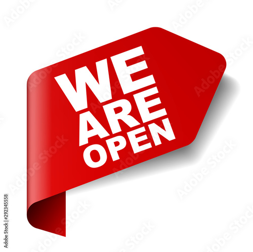 red vector banner we are open