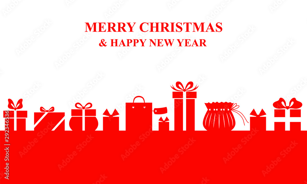 Vector illustrations of Christmas greeting banner with gifts