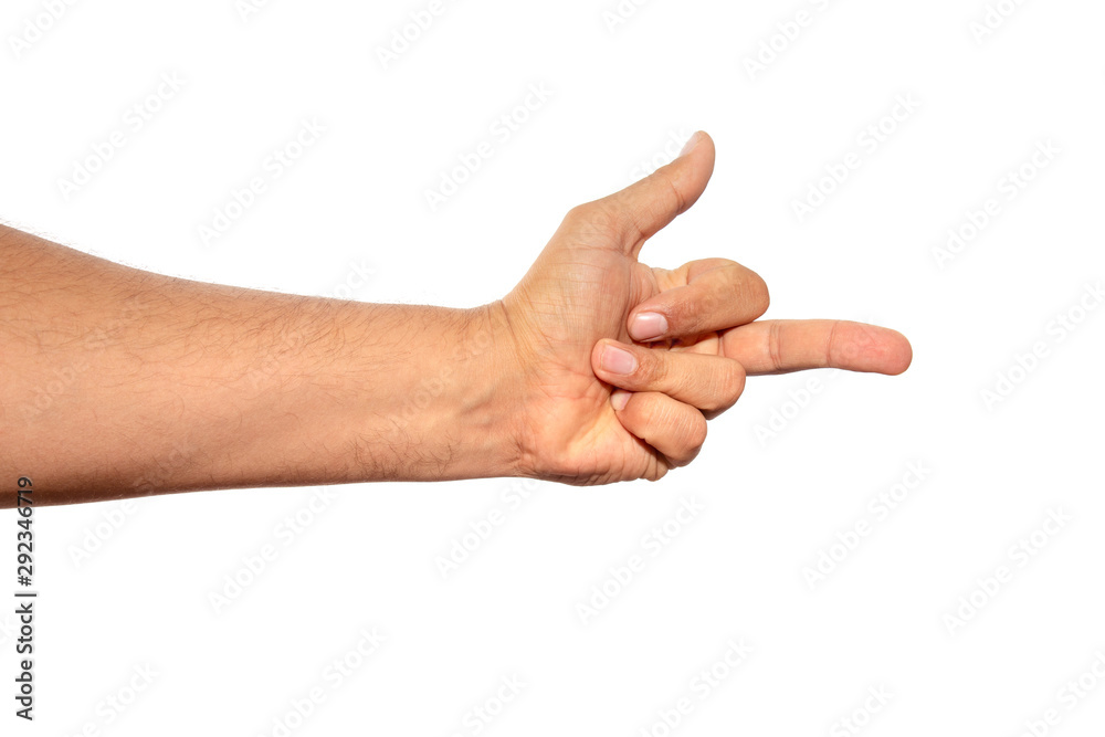 Middle finger on the hand isolated on white background. Middle finger on the hand isolated on white background.