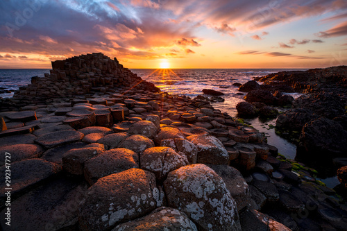 sunset over basalt columns Giant's Causeway, County Antrim, Northern Ireland © Nataliya Hora