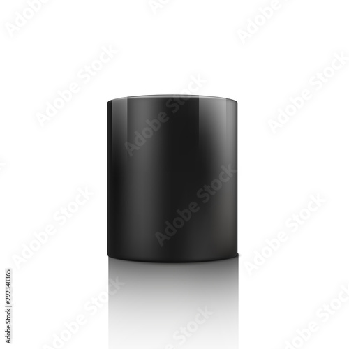 Realistic black mug mockup from front view with matte and glossy texture