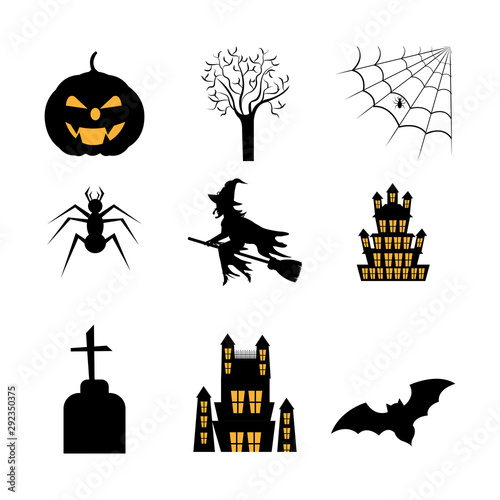 bundle of halloween with set icons