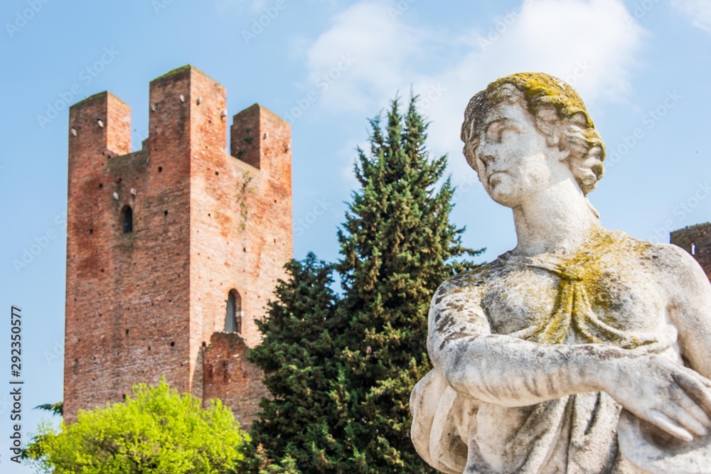 Statue and Tower in Castelfranco Veneto