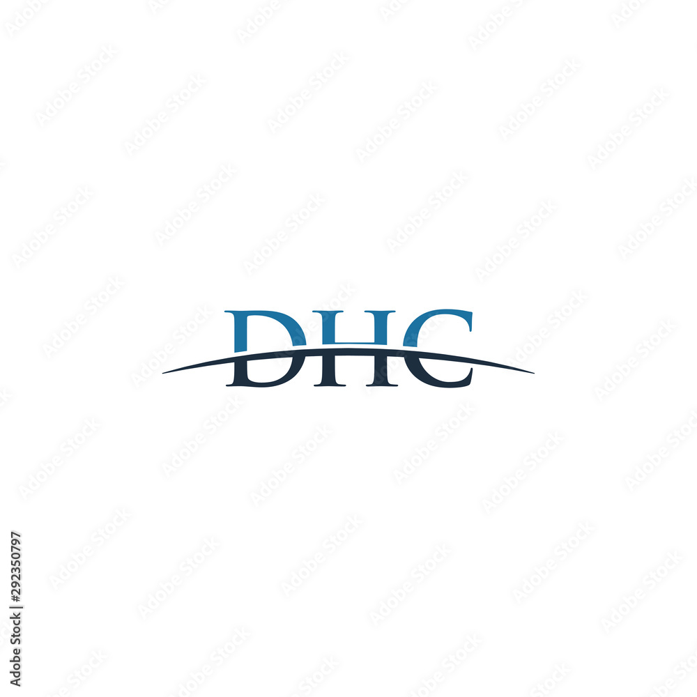 Initial letter DHC, overlapping movement swoosh horizon logo company design inspiration in blue and gray color vector
