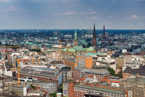 Hamburg aerial skyline on a sunny day  Germany