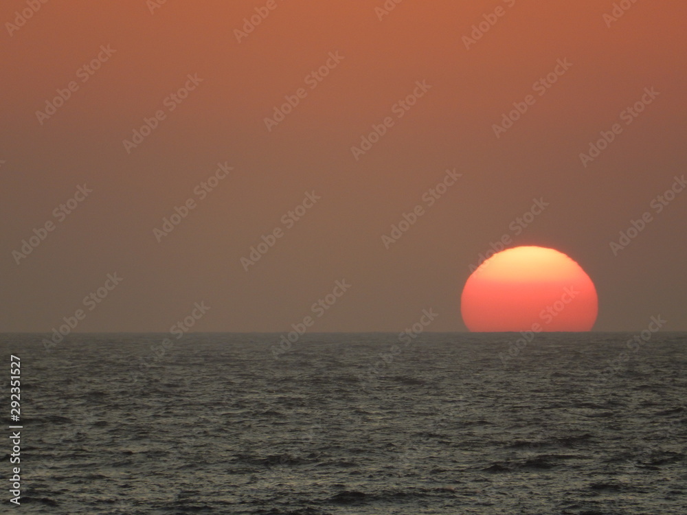 sunset over the Aegean sea, Lefkos, Karpathos island, Dodecanese, Greece
