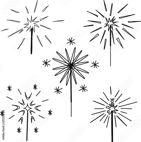  sparklers fireworks, vector illustration