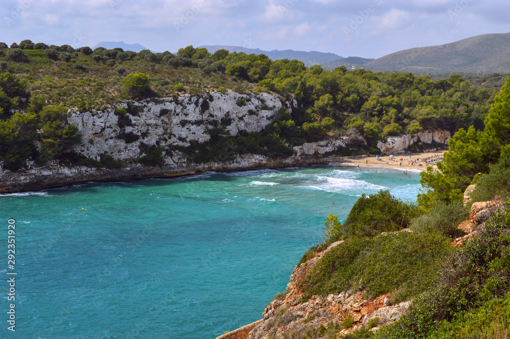 Rocks of the Balearic Islands off the shores of the Mediterranean Sea, Mallorca, Spain, Summer