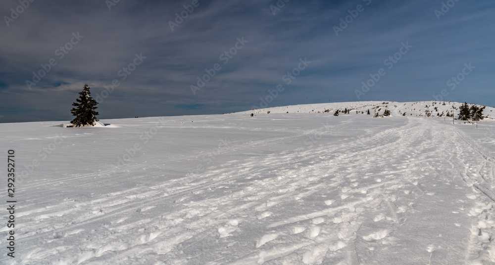 winter Jeseniky mountains bellow Vysoka hole hill in Czech republic