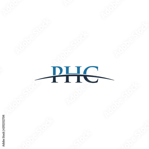 Initial letter PHC, overlapping movement swoosh horizon logo company design inspiration in blue and gray color vector photo