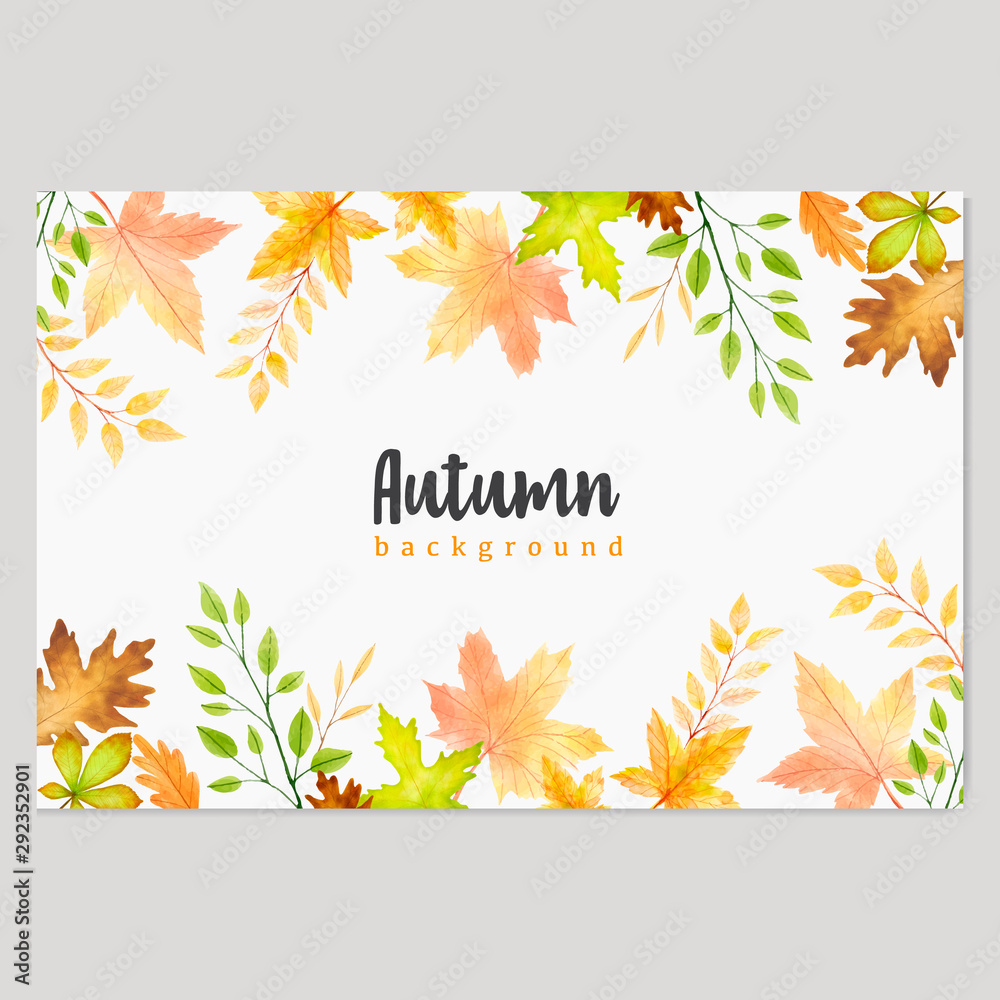 Fototapeta premium watercolor autumn invitation card template