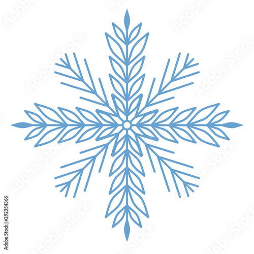 Flat snowflakes. Winter snowflake crystals, christmas snow shapes and frosted cool blue icon, cold xmas season frost snowfall decoration. Vector isolated symbol