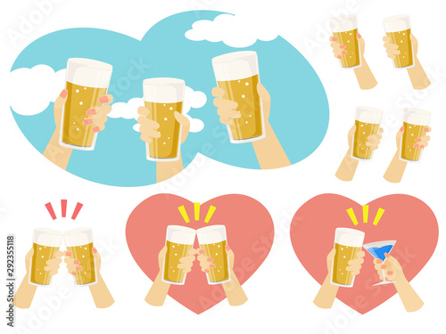グラスビール　乾杯
