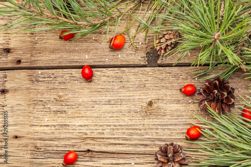 New Year and Christmas old wooden boards background