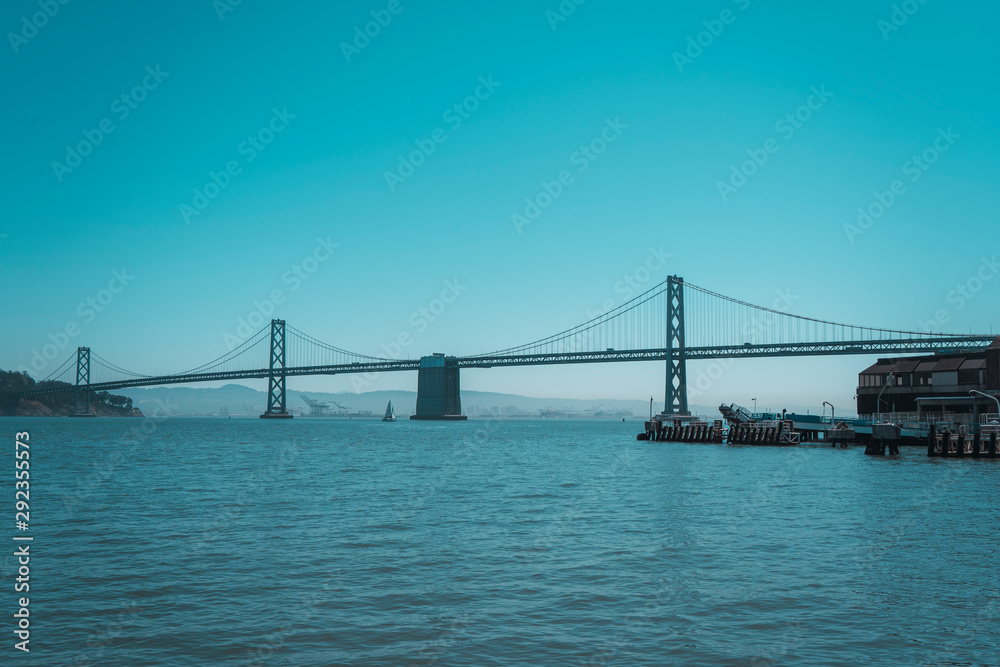 The beautiful white bridge of the bay, San Francisco. United States