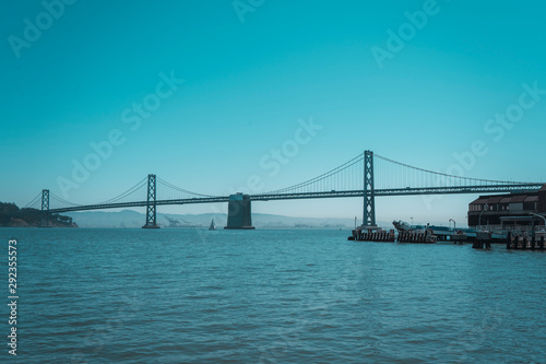 The beautiful white bridge of the bay  San Francisco. United States
