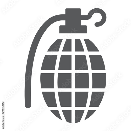 Grenade glyph icon, army and military, hand bomb sign, vector graphics, a solid pattern on a white background.