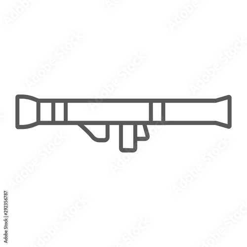 Rocket launcher thin line icon, army and military, weapon sign, vector graphics, a linear pattern on a white background.