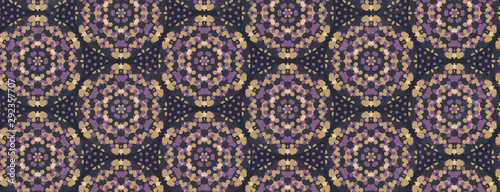 Marble paper tribal ikat border background. Seamless pattern with vertical broken stripe woven diamond. Bleached gradient resist lilac purple yellow. Dip dyed batik banner. Variegated boho ribbon trim