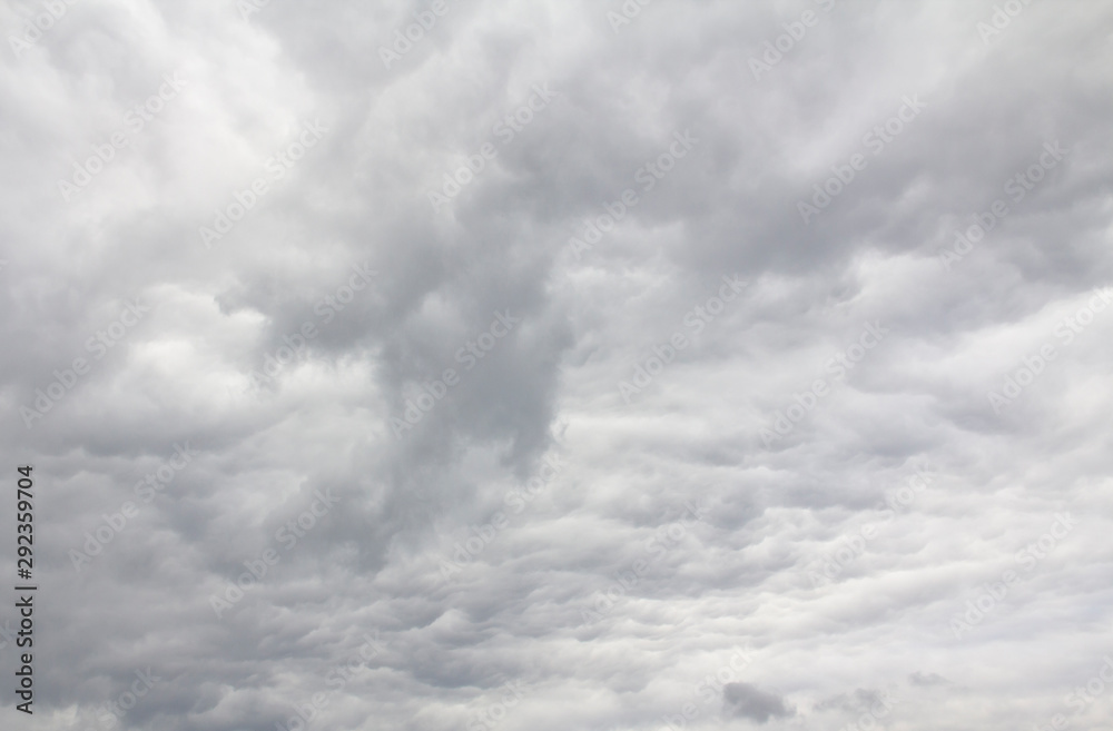 Cloudy sky, dark low Cumulus clouds, rainy weather