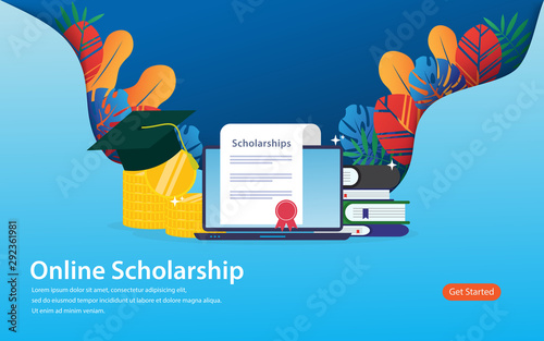 online scholarship, landing page vector illustration concept