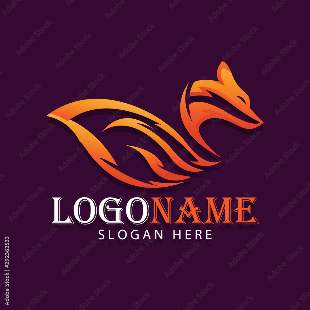 Fototapeta premium modern and minimalist fire fox logos