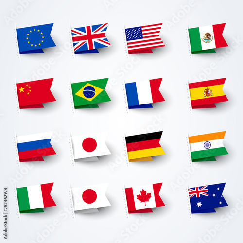 Vector Illustration Different Flags of the World Set.