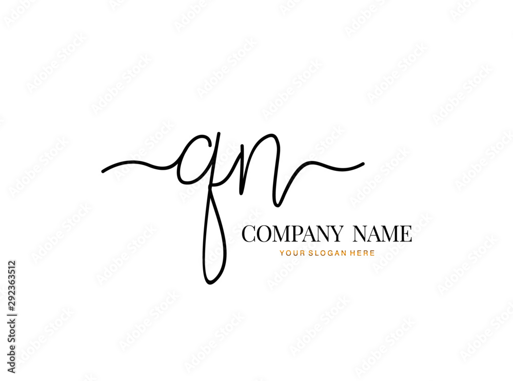 Q N QN Initial handwriting logo design with circle. Beautyful design handwritten logo for fashion, team, wedding, luxury logo. Q N QN Initial handwriting logo design with circle. Beautyful design handwritten logo for fashion, team, wedding, luxury logo.