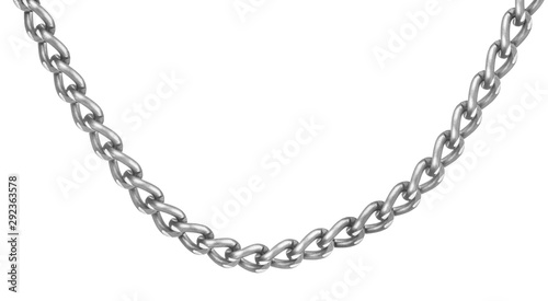 Silver chain arc closeup on isolated white background