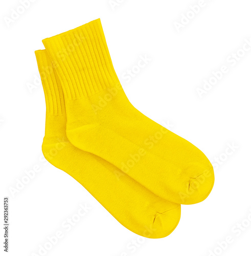 yellow socks on an isolated white background