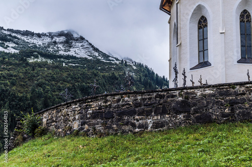 old church and cemetery in the mountains