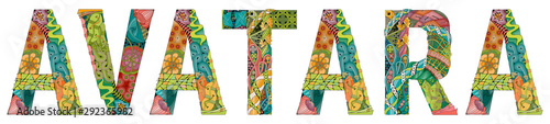 Word AVATARA. Vector zentangle object for decoration