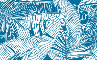Handdoek met foto Palmbomen patronen Bananenblad en palmblad zomerpatroon  © Iana