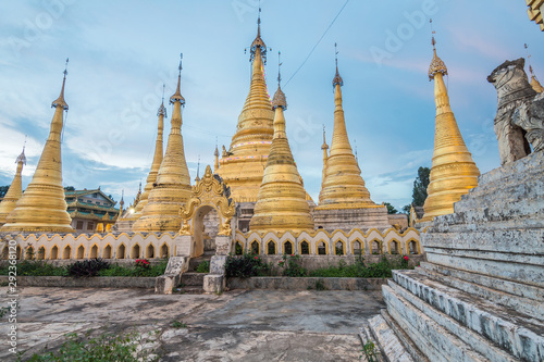 pavilion of stupas at myanmar