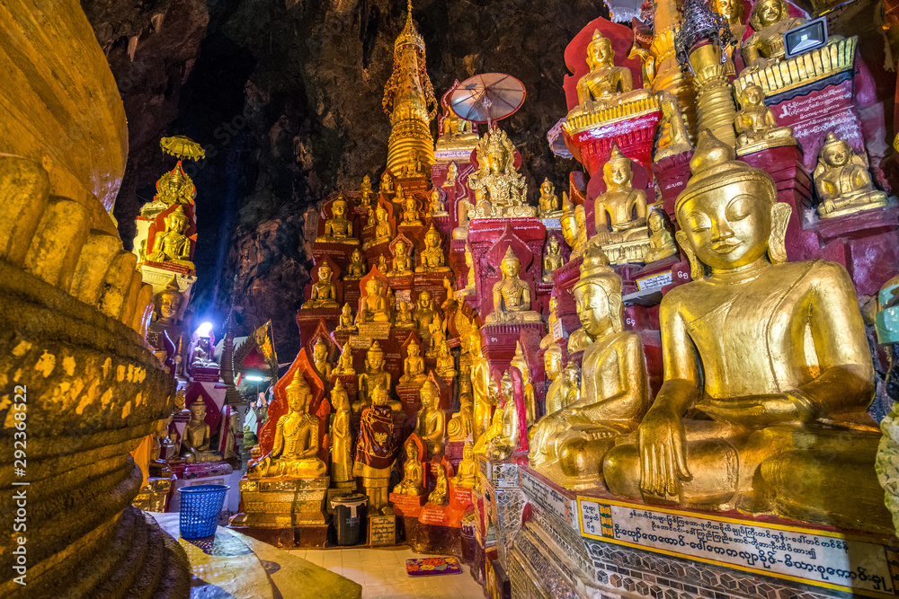 inside pindaya caves were 8500 buddha statues are