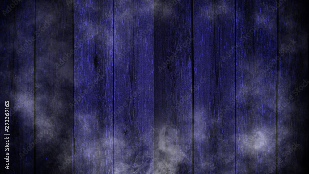 Desk blue board table top view . Wood texture background surface with smoke mystery. Design element. Desk blue board table top view . Wood texture background surface with smoke mystery. Design element.