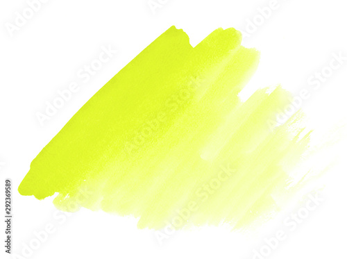 Yellow-green watercolor paint stain space