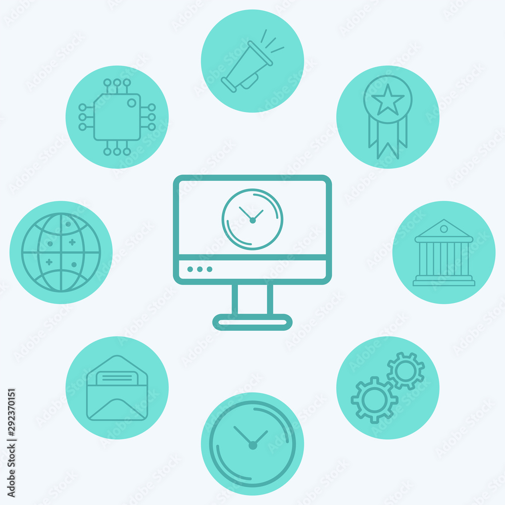 Clock on monitor vector icon sign symbol Clock on monitor vector icon sign symbol