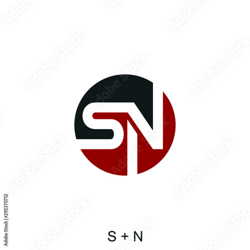letter S and N concept, SN logo template, SN circle icon