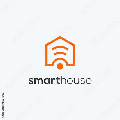 smart home logo design. House wifi wireless icon vector outline style.