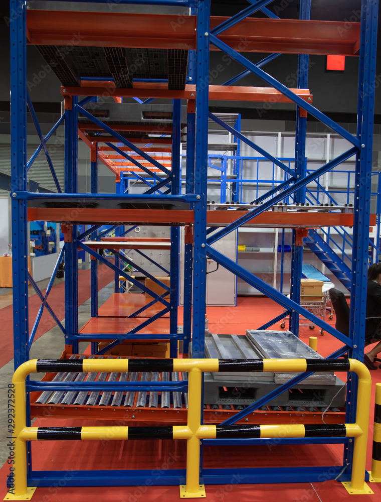 Empty new storage rack in warehouse factory