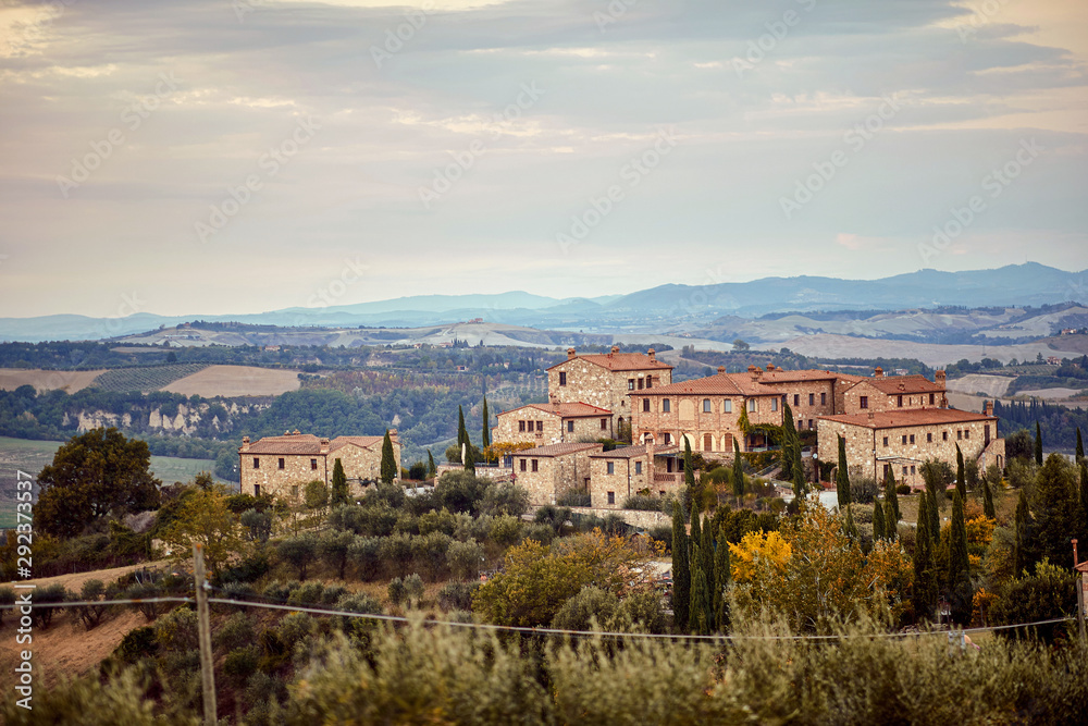 Luxury mansion home on vineyard winery. Tuscany. Italy..
