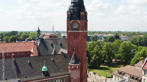 aerial ascent flight with view of townhall koepenick in berlin koepenick germany photo